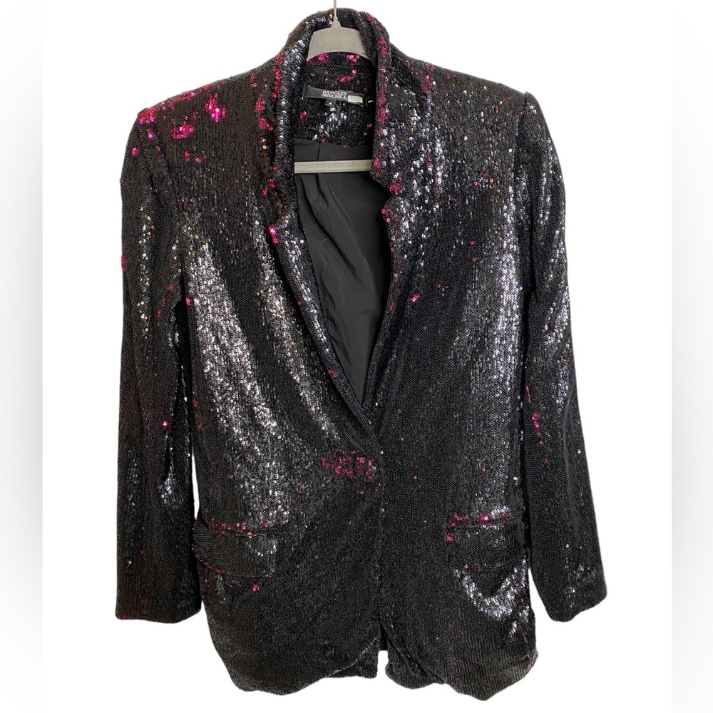 BADGLEY MISCHKA PLUM SEQUIN BLAZER JACKET SIZE 4